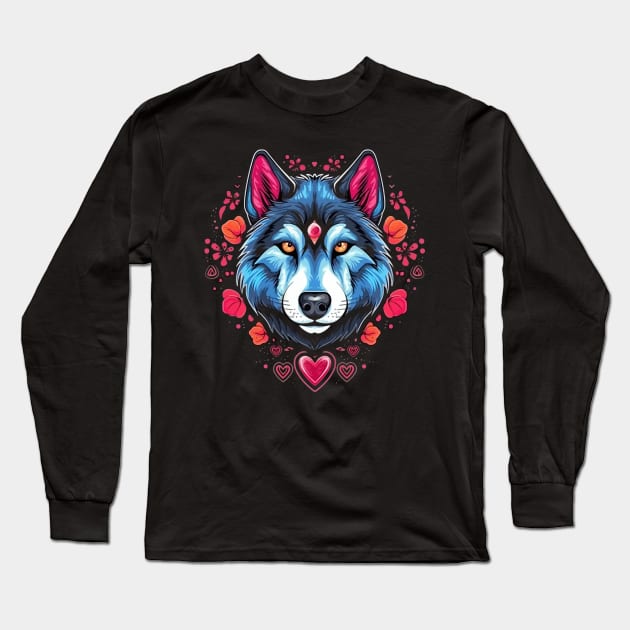 Alaskan Husky Valentine Day Long Sleeve T-Shirt by JH Mart